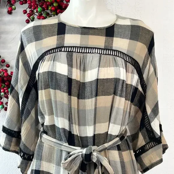 Maeve {Anthropologie} Dress Tunic plaid kimono size Medium - Picture 5 of 9